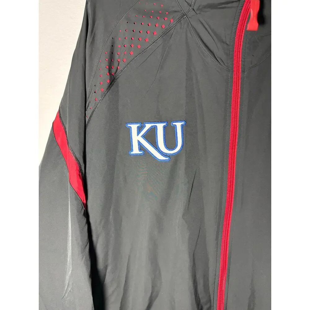 Vintage Kansas Jayhawks Full Zip Adidas Embroidered Gray Warm Up Jacket Sz 2XT
